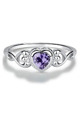 outstanding tiny heart CZ June birthstone ring for babies and kids